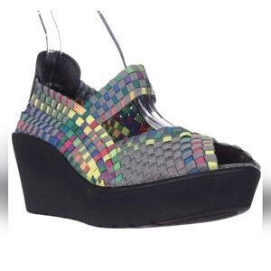 Steven By Steve Madden Multicolor Woven Wedges Elastic Peep Toe Wedges  Size 9.5